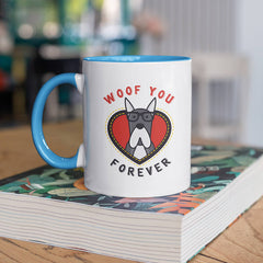 Cană cu interiorul și toarta albastră