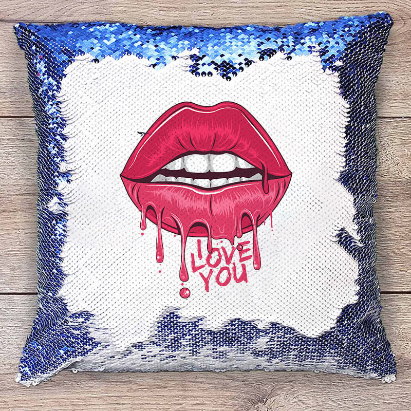 Perna pătrată cu paiete albastre