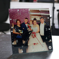 Ceas de birou din sticlă pătrat