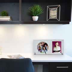 Ceas oglindă de birou din sticlă