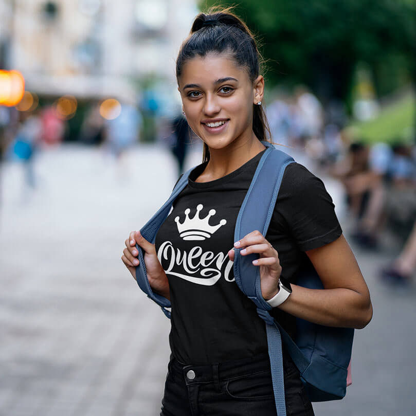 Tricou negru din bumbac - personalizat (ambele părți)