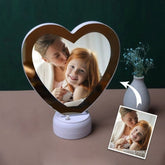 Oglindă magică LED inimă personalizată cu fotografie