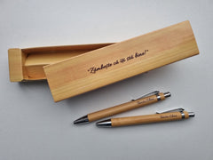 Set pix și creion personalizat din bambus – cadou pentru profesor / coleg / aniversare