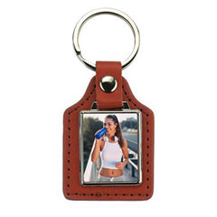 Breloc piele cu pandantiv metalic sublimabil - dreptunghi