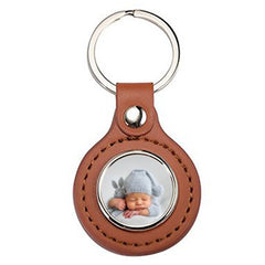 Breloc piele cu pandantiv metalic sublimabil - rotund