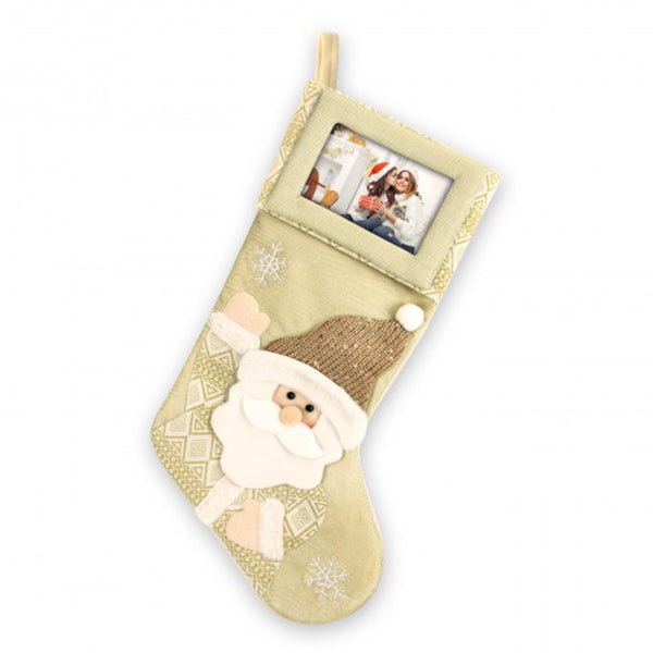 Cizmuliță de Crăciun personalizată cu poză - Aurie