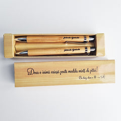 Set pix şi creion din bambus, personalizate