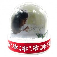 Glob LED cu zăpadă personalizat cu 2 poze – Fulg de zăpadă