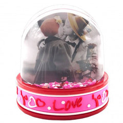 Glob LED cu inimioare personalizat cu 2 poze  Love roz
