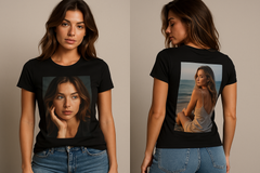 Tricou negru din bumbac - personalizat (ambele parti)