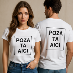 Tricou alb din bumbac - personalizat (ambele parti)