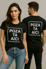 Tricou negru din bumbac - personalizat (ambele parti)